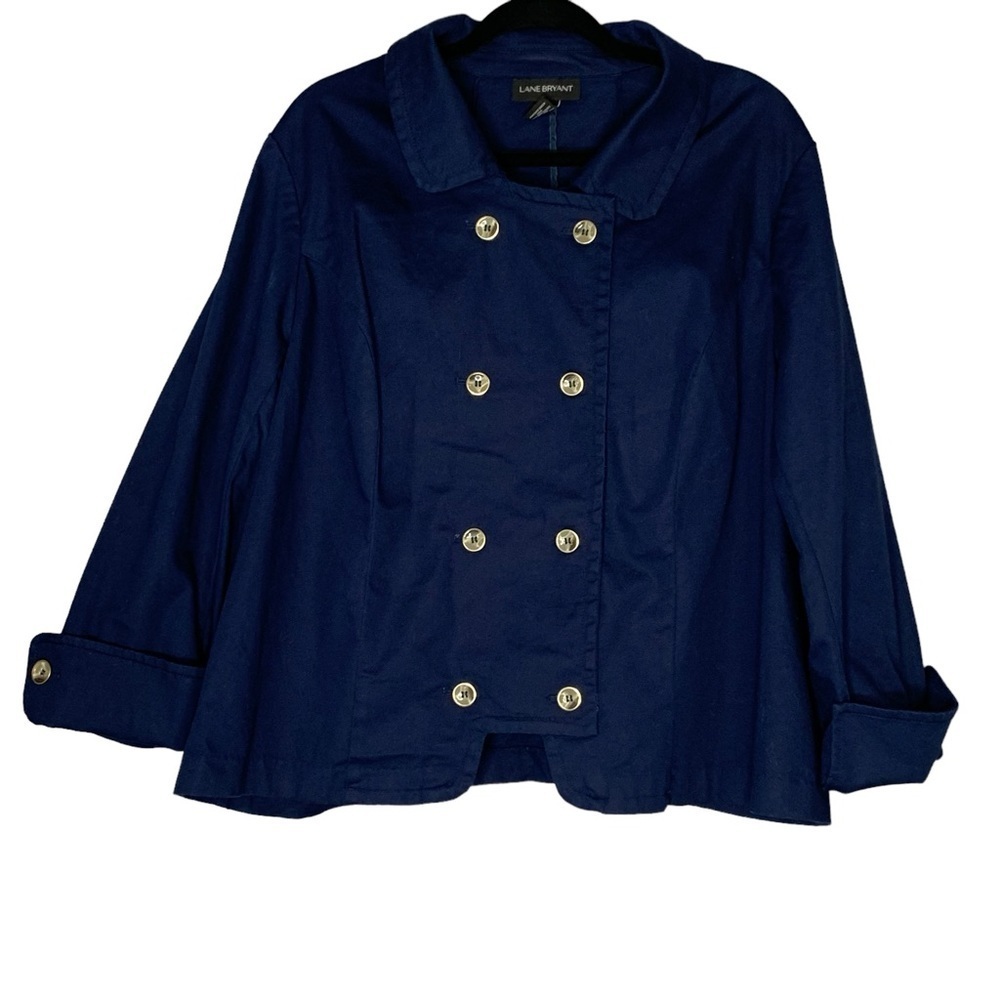 Lane Bryant navy cropped double breasted jacket. Size 26
